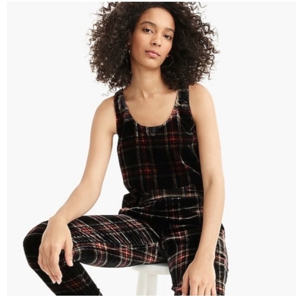 J. Crew Stewart Tartan Plaid Velvet Sleeveless Top- Sz 6 - Picture 2 of 4